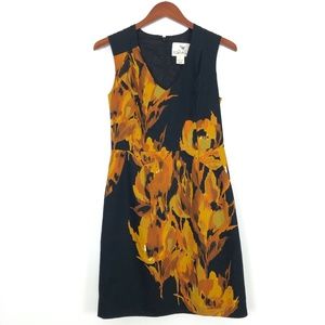Tabitha | Anthro Floral A Line Dress Black Gold